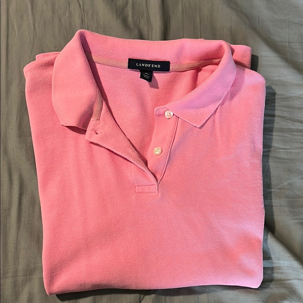 Lands' End Pink Polo Shirt sz medium